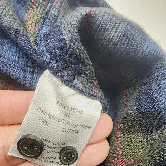 Slate & Stone Men's XL Flannel Button down Long sleeve Shirt Plaid - Picture 6 of 7